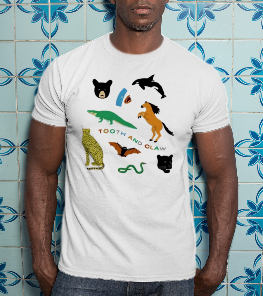 Tooth And Claw Animals Bear Shark Dolphin Horse Crocodile Cheetah Bat Snake Panther Pigment Plum T-Shirt