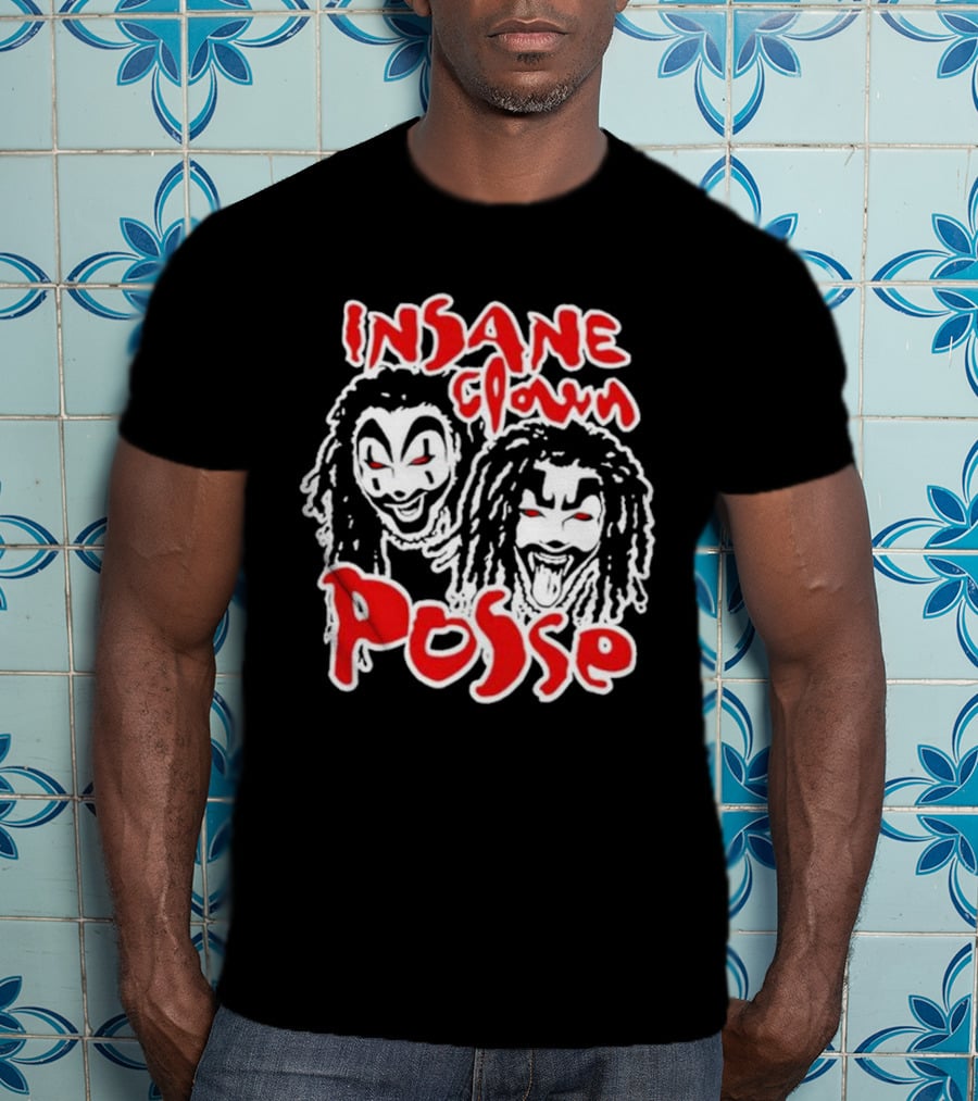 Insane Clown Posse Faces Red And White T-Shirt