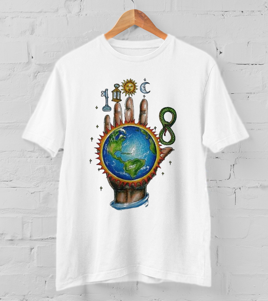 John Summit World Sun Moon Palm Symbol 8 Snake T-Shirt
