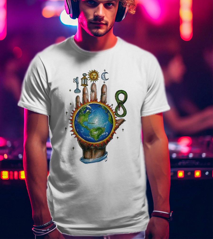 John Summit World Sun Moon Palm Symbol 8 Snake T-Shirt