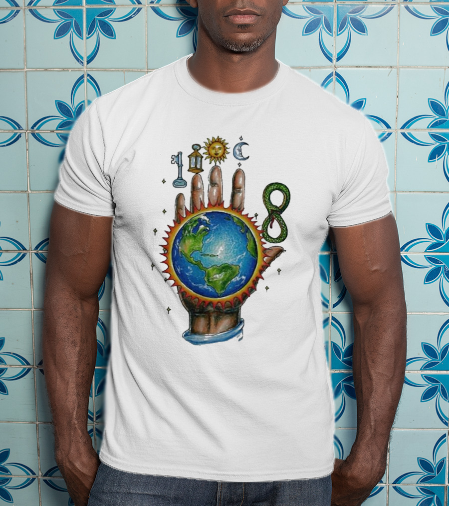 John Summit World Sun Moon Palm Symbol 8 Snake T-Shirt