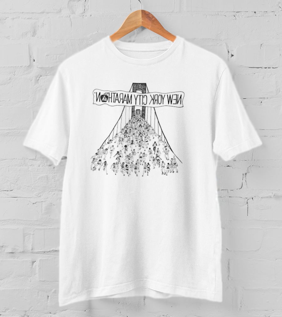 New York City Marathon Runners Bridge Sketch T-Shirt