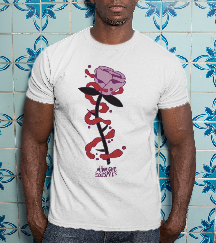The Midnight Gospel Rose With Purple Shades And Love Swirls T-Shirt