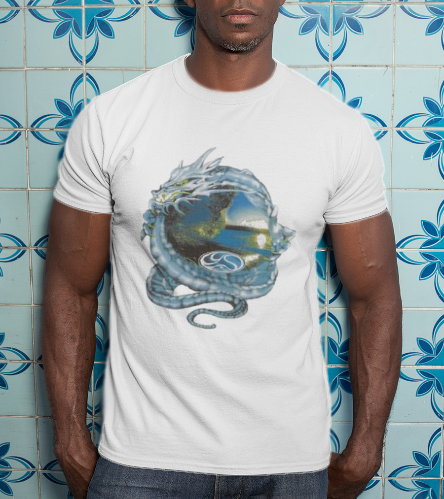 Yardsale Wave Serpent Dragon Landscape Sphere T-Shirt