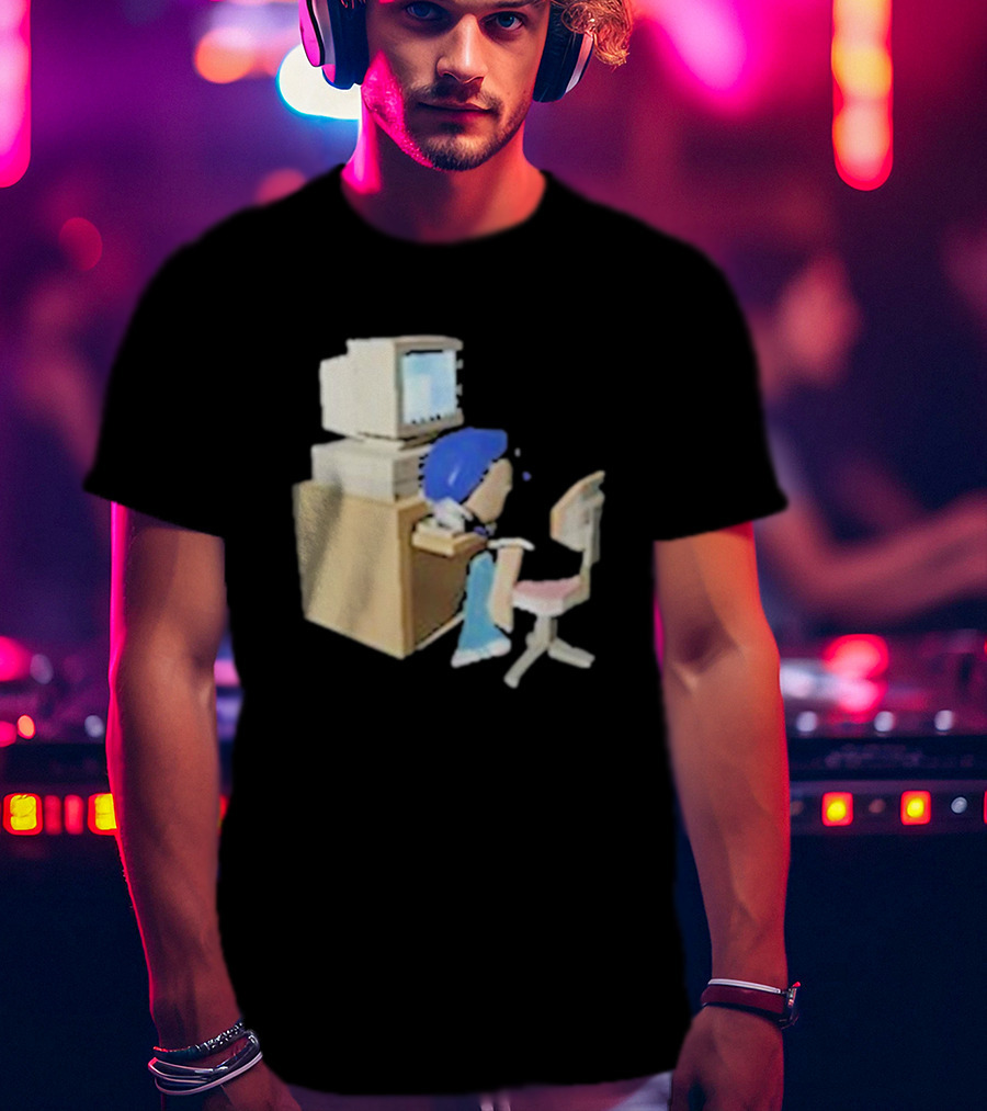 Nikki Carreon Internet Fatigue Vintage Computer Cartoon Figure T-Shirt