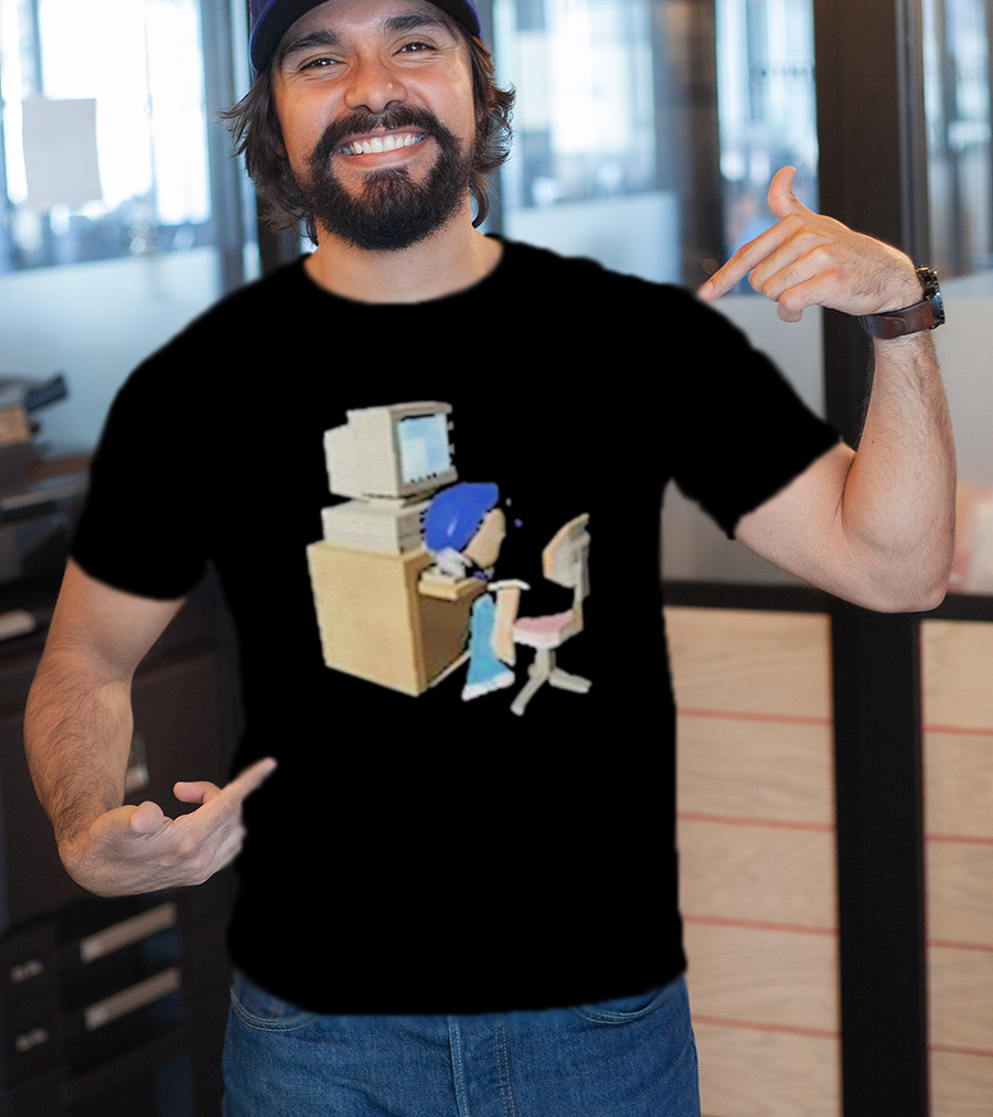 Nikki Carreon Internet Fatigue Vintage Computer Cartoon Figure T-Shirt