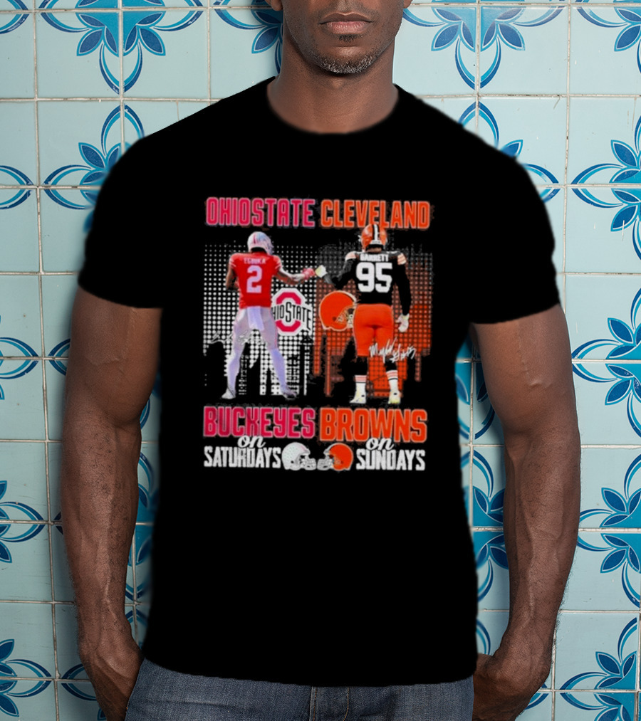 Ohio State Cleveland Buckeyes Browns On Saturdays On Sundays T-Shirt