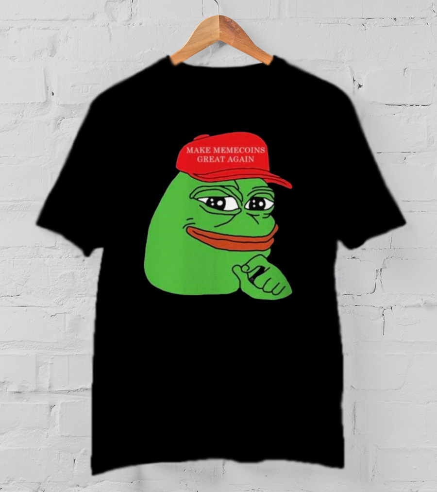 Pepe Make Memecoins Great Again Red Hat Meme Character T-Shirt