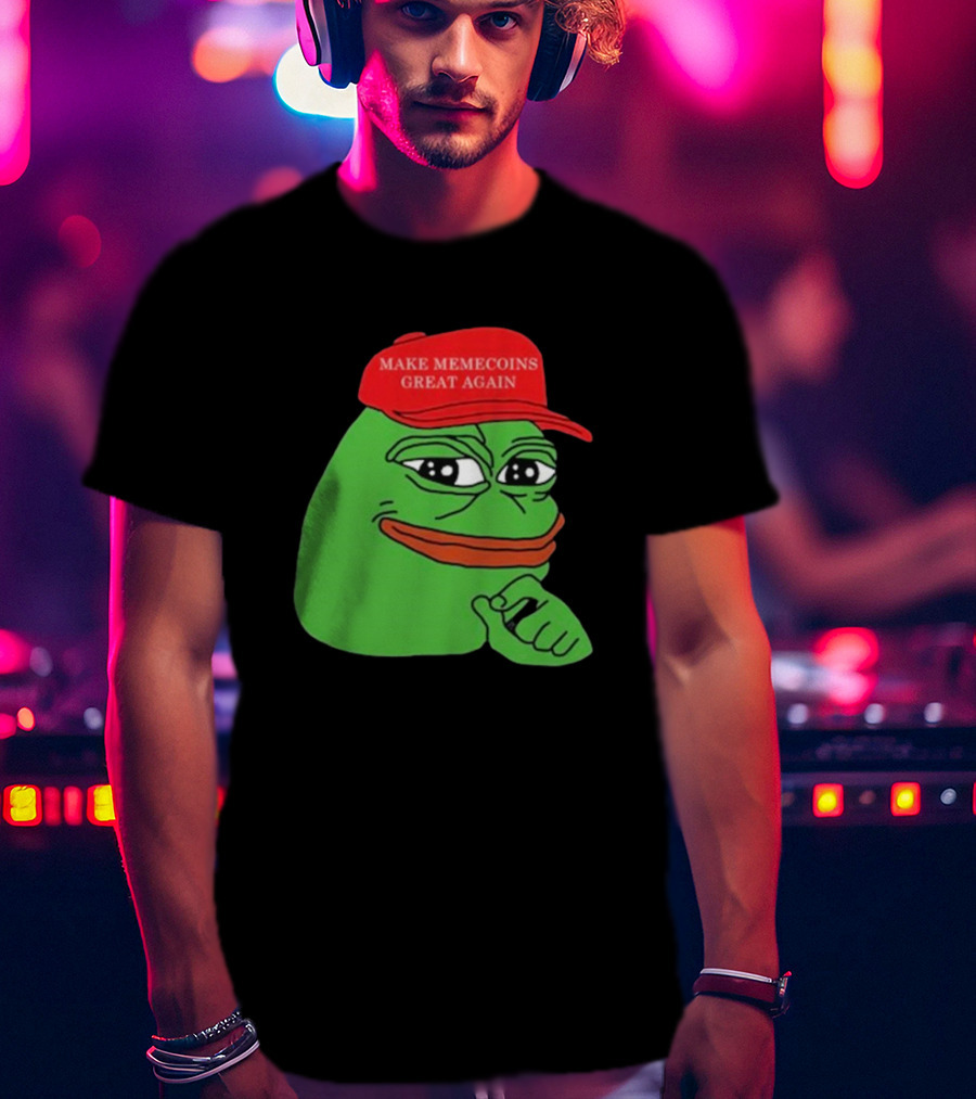 Pepe Make Memecoins Great Again Red Hat Meme Character T-Shirt