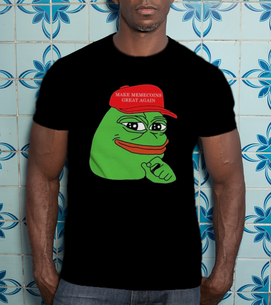 Pepe Make Memecoins Great Again Red Hat Meme Character T-Shirt