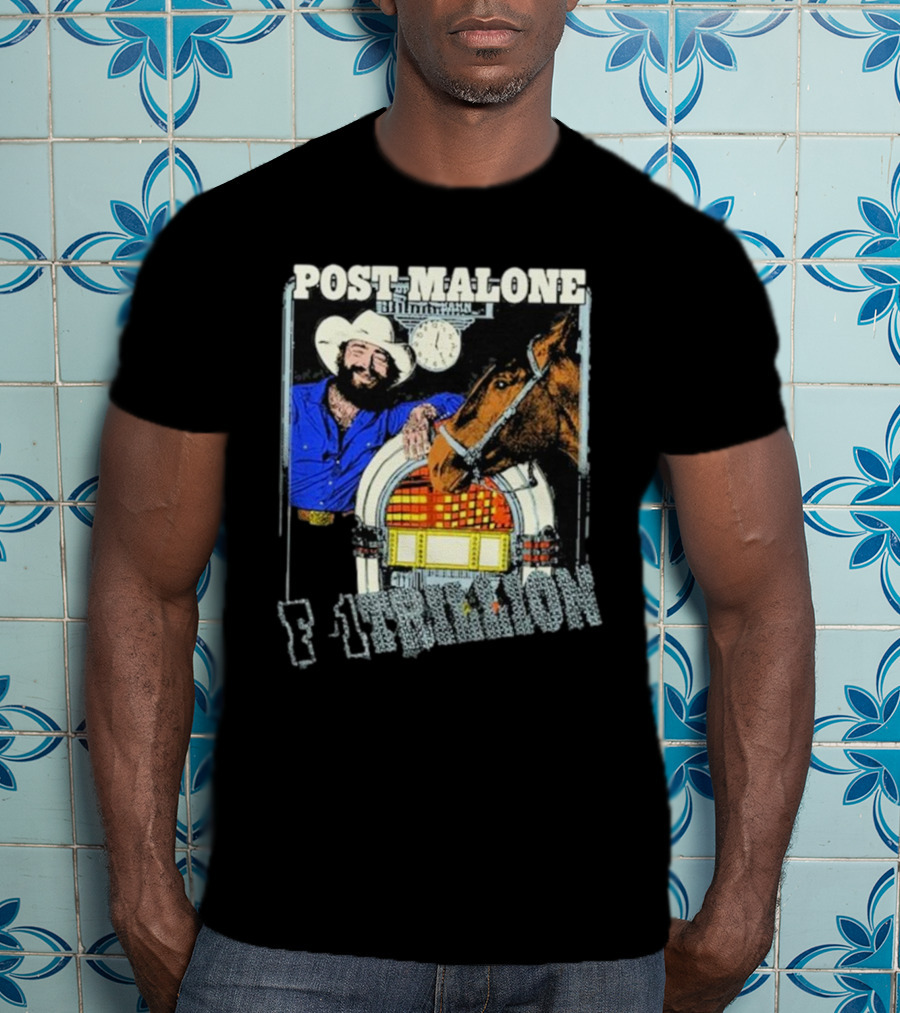 Post Malone F-1 Trillion Juke Box Cowboy And Horse Scene T-Shirt