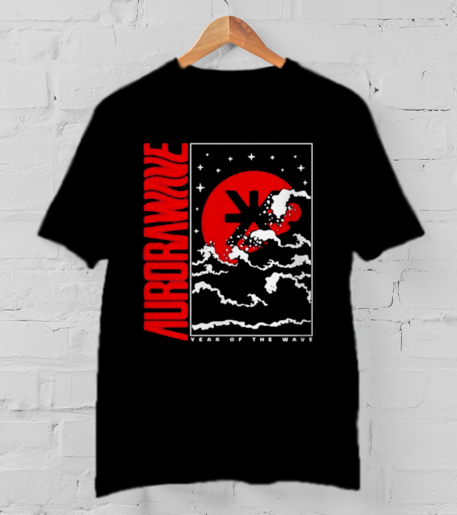 Aurora Wave Year Of The Wave Red Sun Clouds Stars T-Shirt