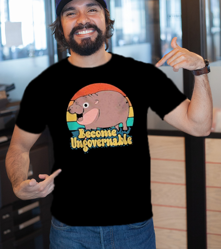 Become Ungovernable Baby Hippo Retro Circles T-Shirt