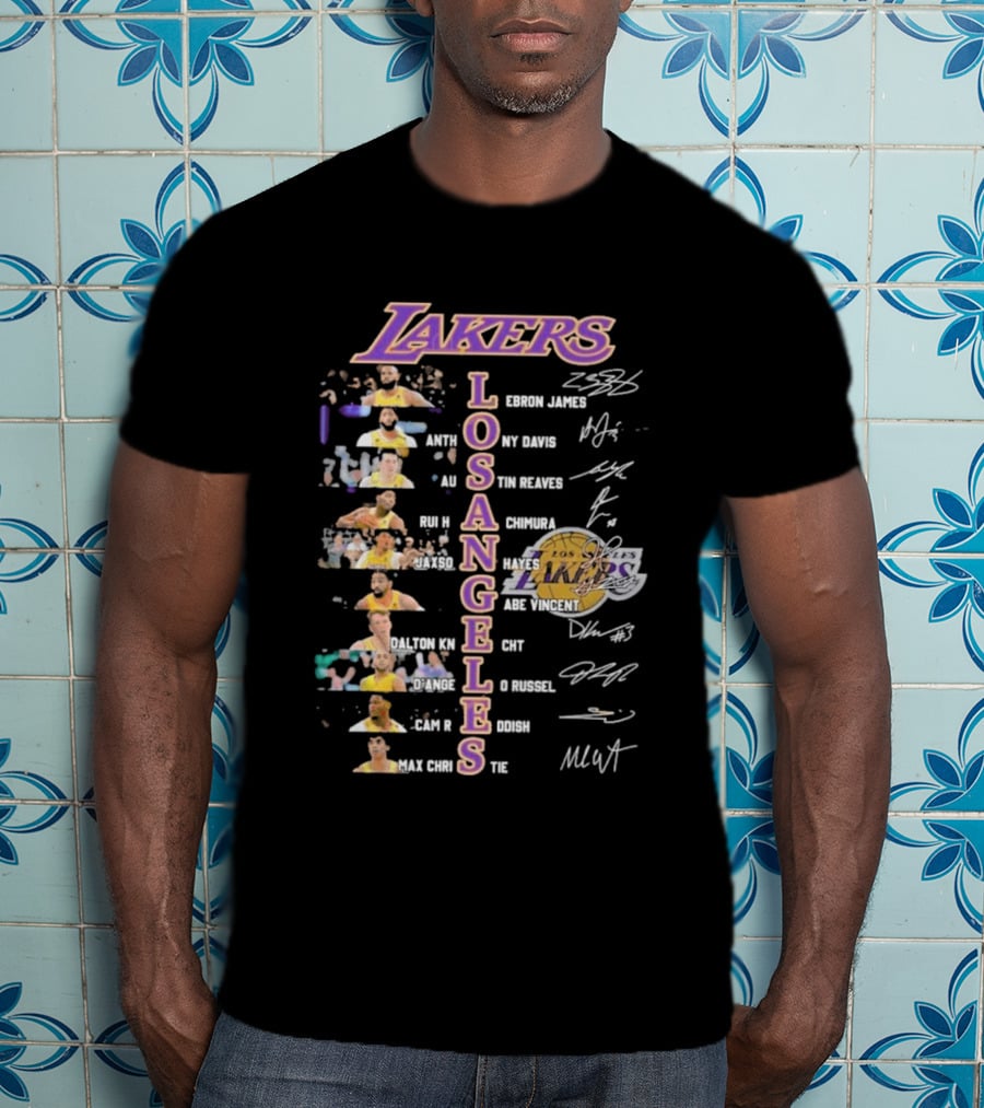 Lakers Los Angeles Signature LeBron James Anthony Davis Austin Reaves Rui Hachimura Hayes Vincent Kn CHT Russell D'Lo Christie T-Shirt