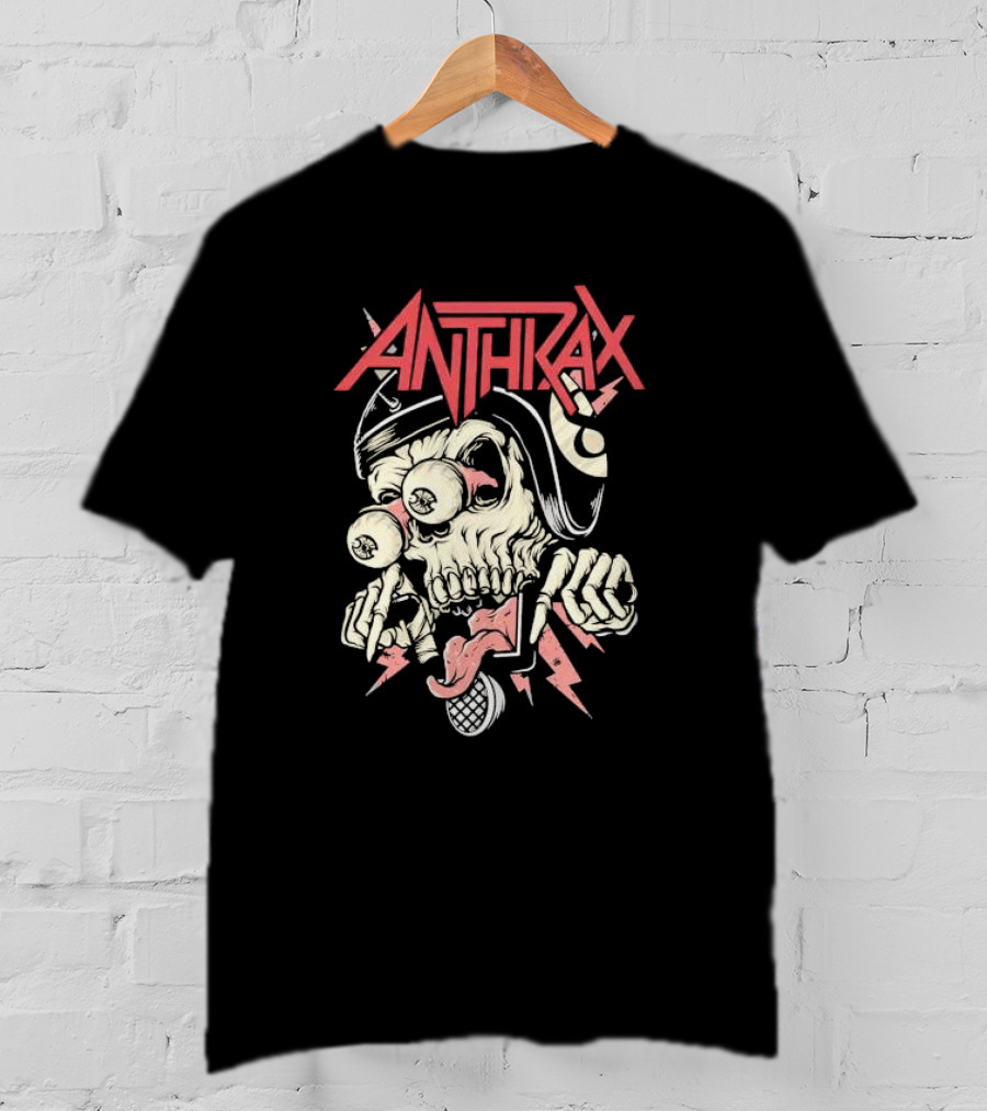 Anthrax Skull With Exploding Eyes And Microphone T-Shirt