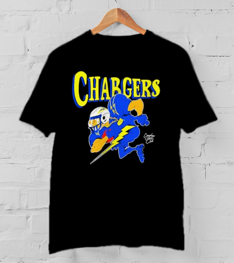 Chargers Crenshaw Skate Club Football Player Lightning T-Shirt