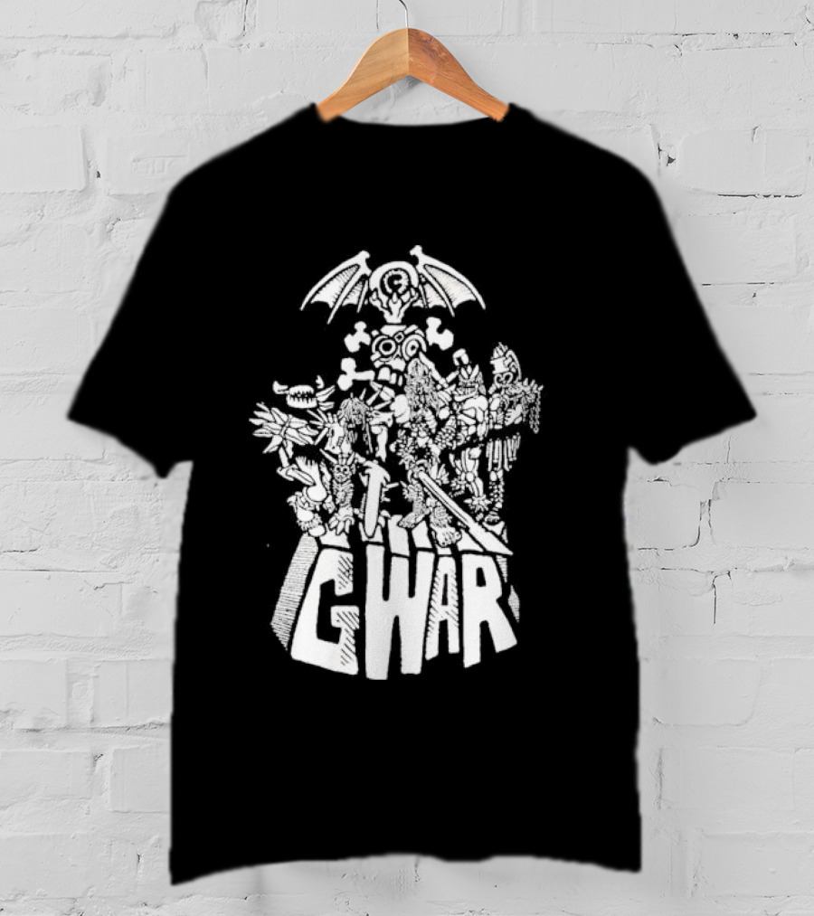 Gwar 1994 Glow In The Dark Band Art With Monsters And Bat Wings T-Shirt