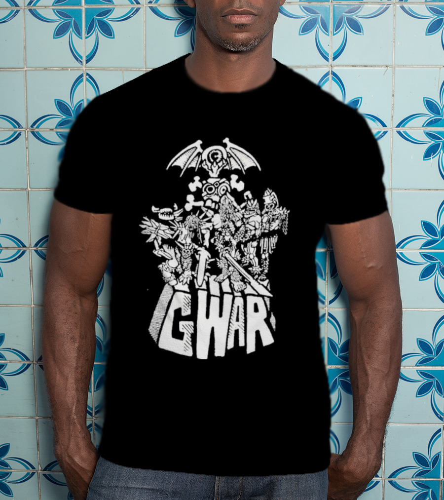 Gwar 1994 Glow In The Dark Band Art With Monsters And Bat Wings T-Shirt