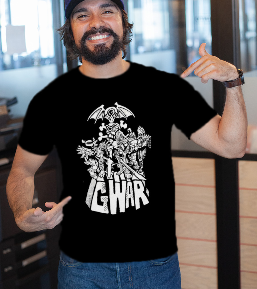 Gwar 1994 Glow In The Dark Band Art With Monsters And Bat Wings T-Shirt