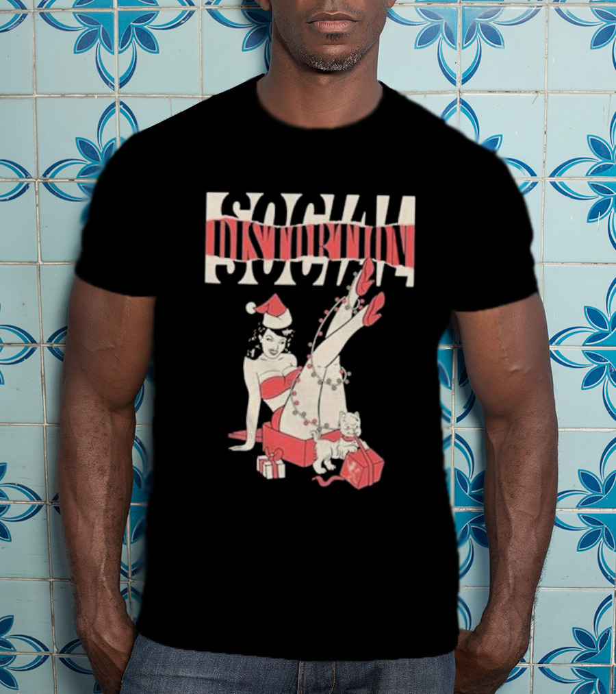 Social Distortion Holiday Pinup Torn Logo Santa Hat Retro Gifts T-Shirt