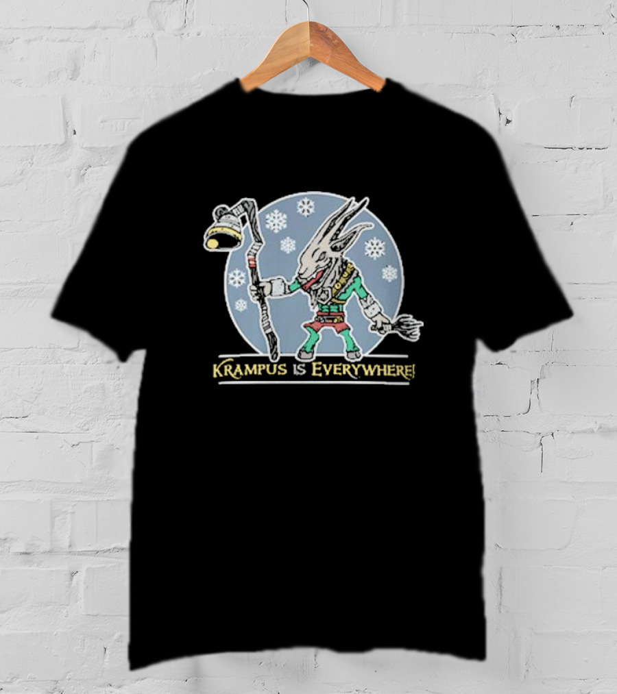 Krampus Is Everywhere Snowy Horror Christmas T-Shirt