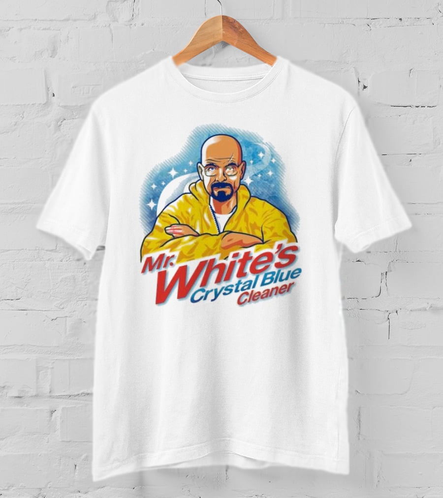 Mr. White's Crystal Blue Cleaner Breaking Bad Iconic Yellow Jacket Character T-Shirt