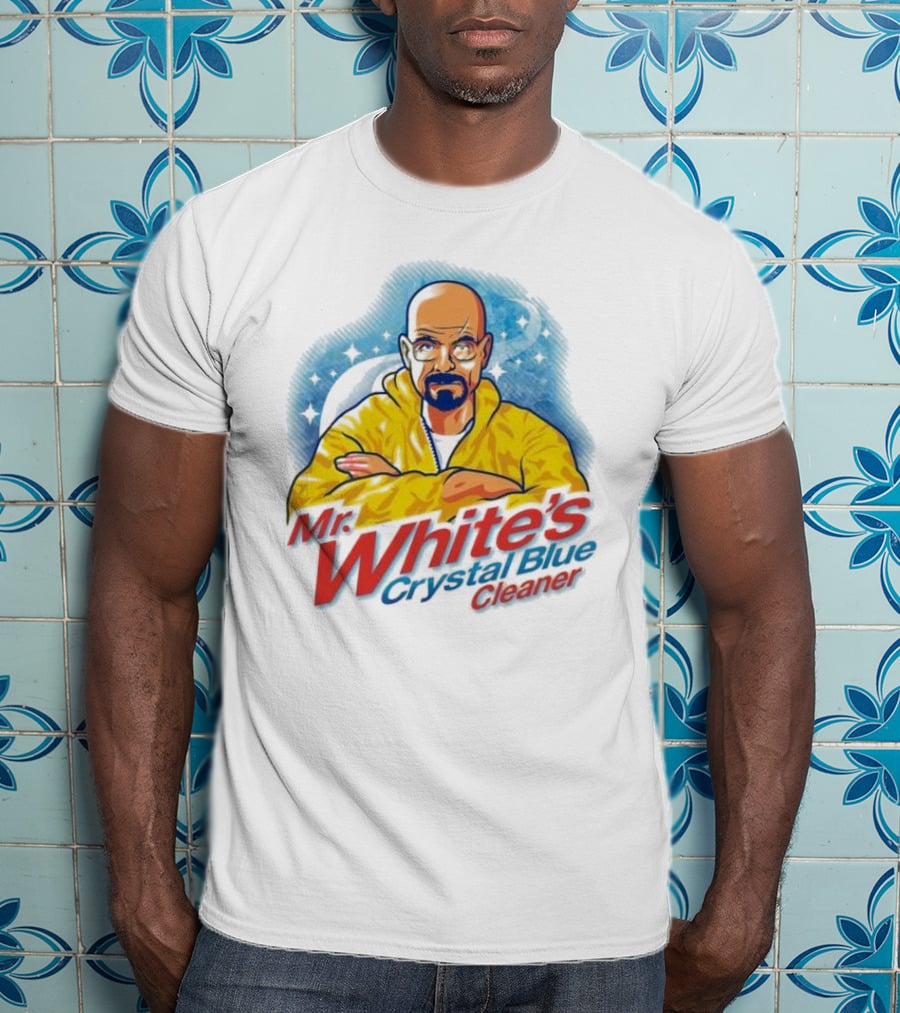 Mr. White's Crystal Blue Cleaner Breaking Bad Iconic Yellow Jacket Character T-Shirt