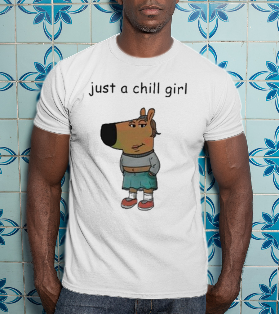 Just A Chill Girl Wearing Character With Crossed Arms And Sneakers T-Shirt