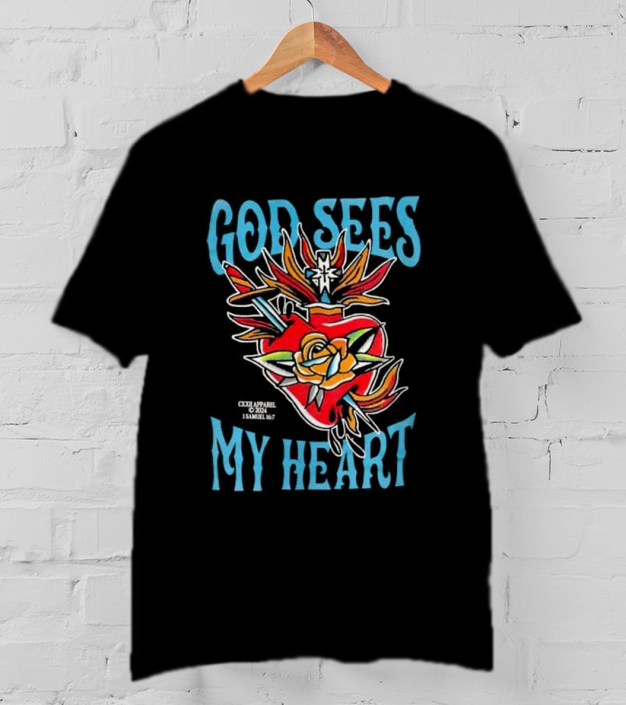 God Sees My Heart Sacred Rose 1 Samuel 16:7 Bright Traditional T-Shirt