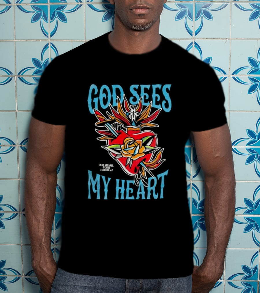 God Sees My Heart Sacred Rose 1 Samuel 16:7 Bright Traditional T-Shirt