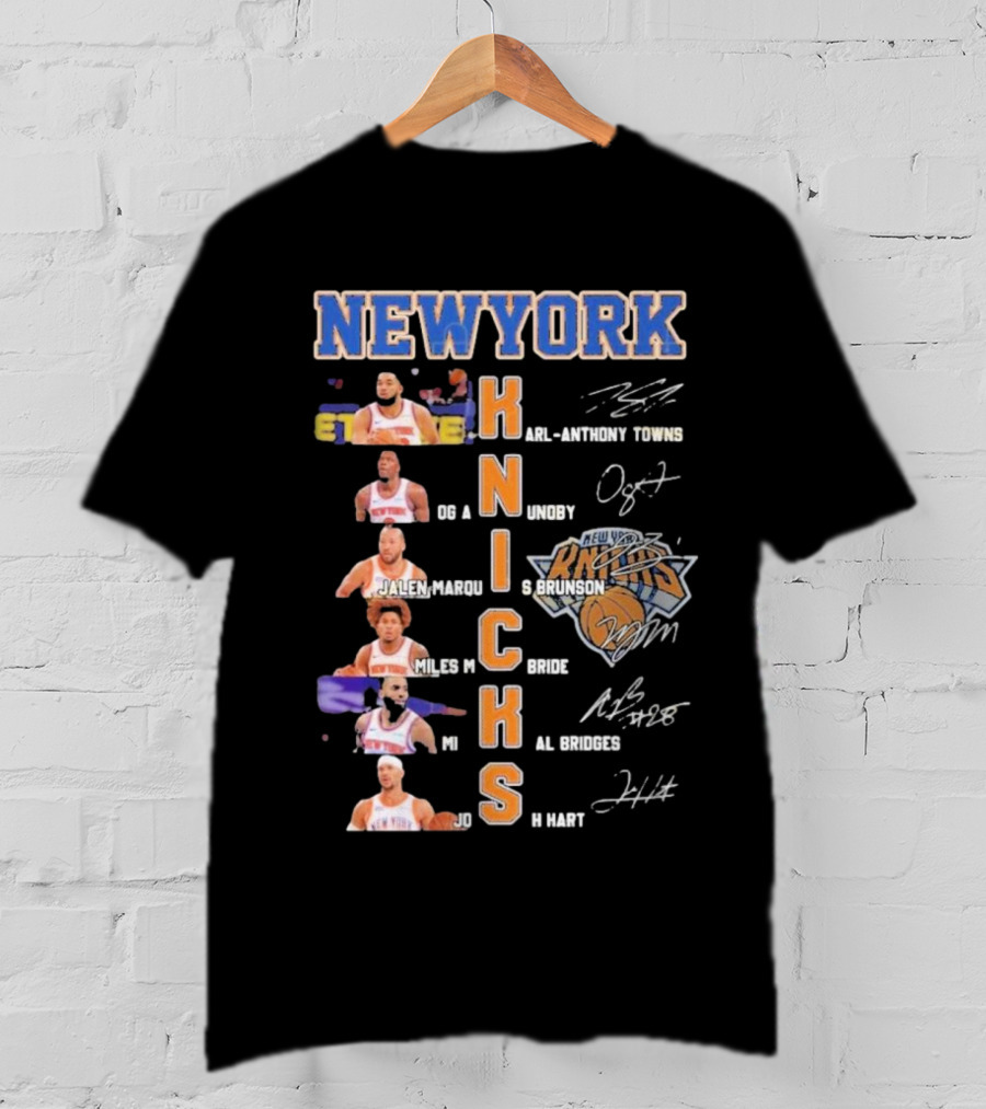 New York Knicks Karl-Anthony Towns OG Anunoby Jalen Brunson Miles McBride Mikal Bridges Josh Hart Signature Players T-Shirt