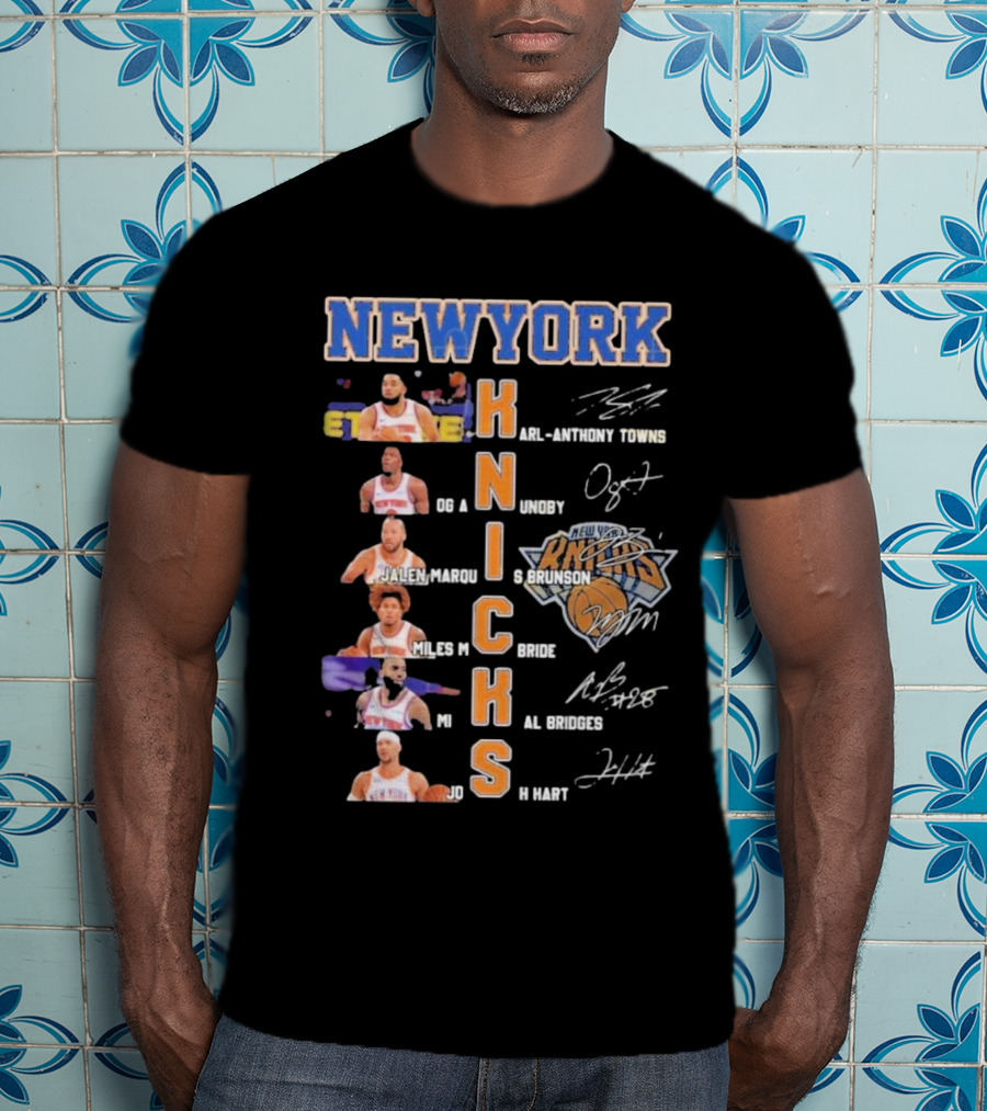 New York Knicks Karl-Anthony Towns OG Anunoby Jalen Brunson Miles McBride Mikal Bridges Josh Hart Signature Players T-Shirt