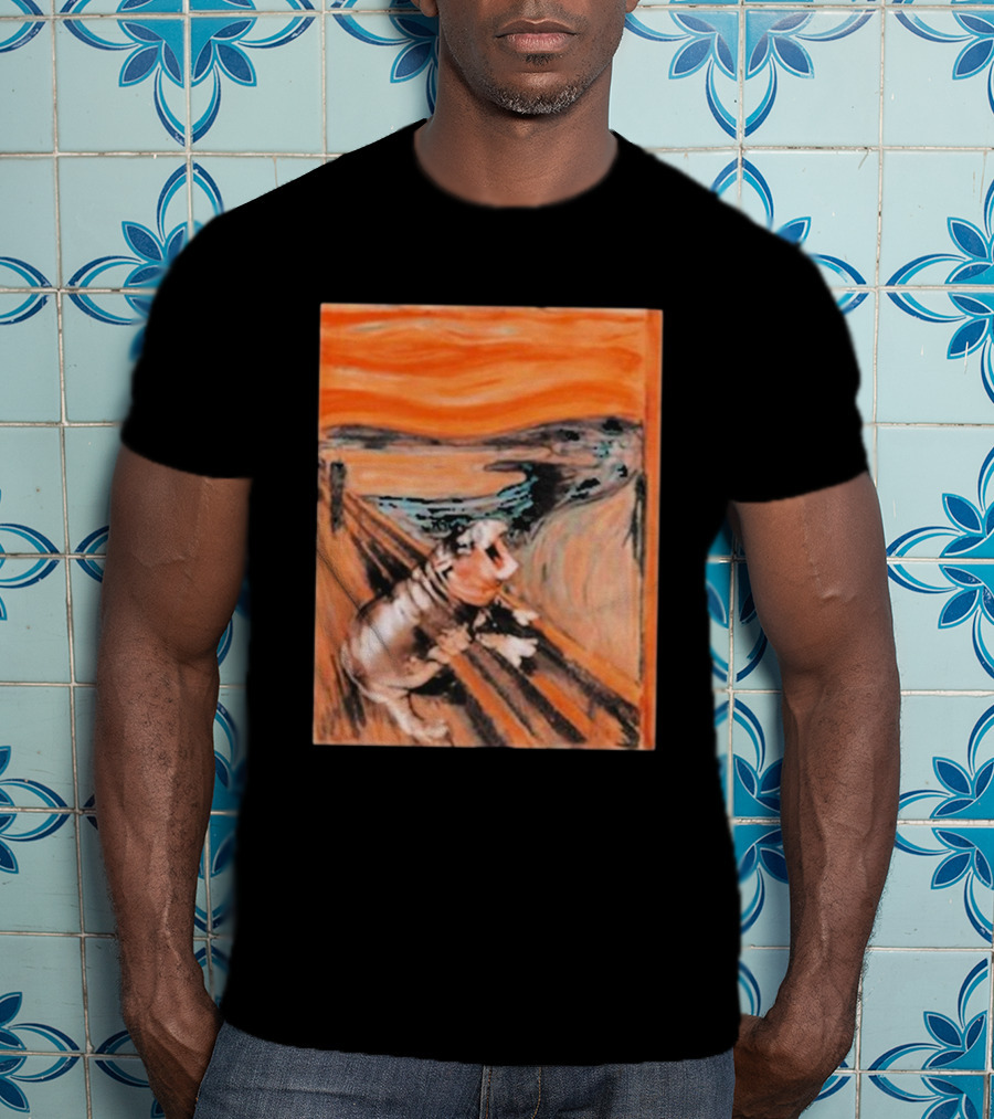 Scared Moo Deng Meme Scream T-Shirt