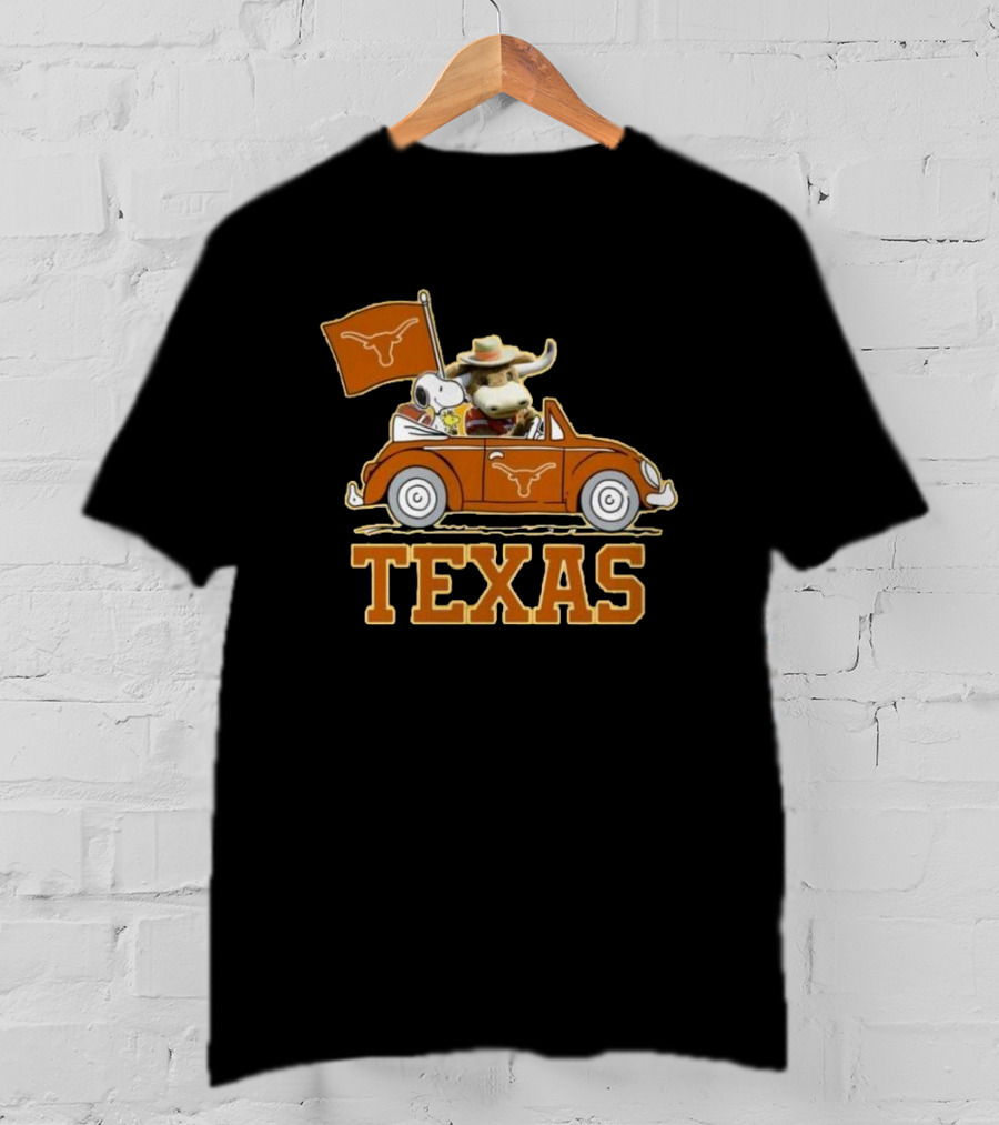 Texas Always Go For All 2D Longhorn Bevo Snoopy Car T-Shirt