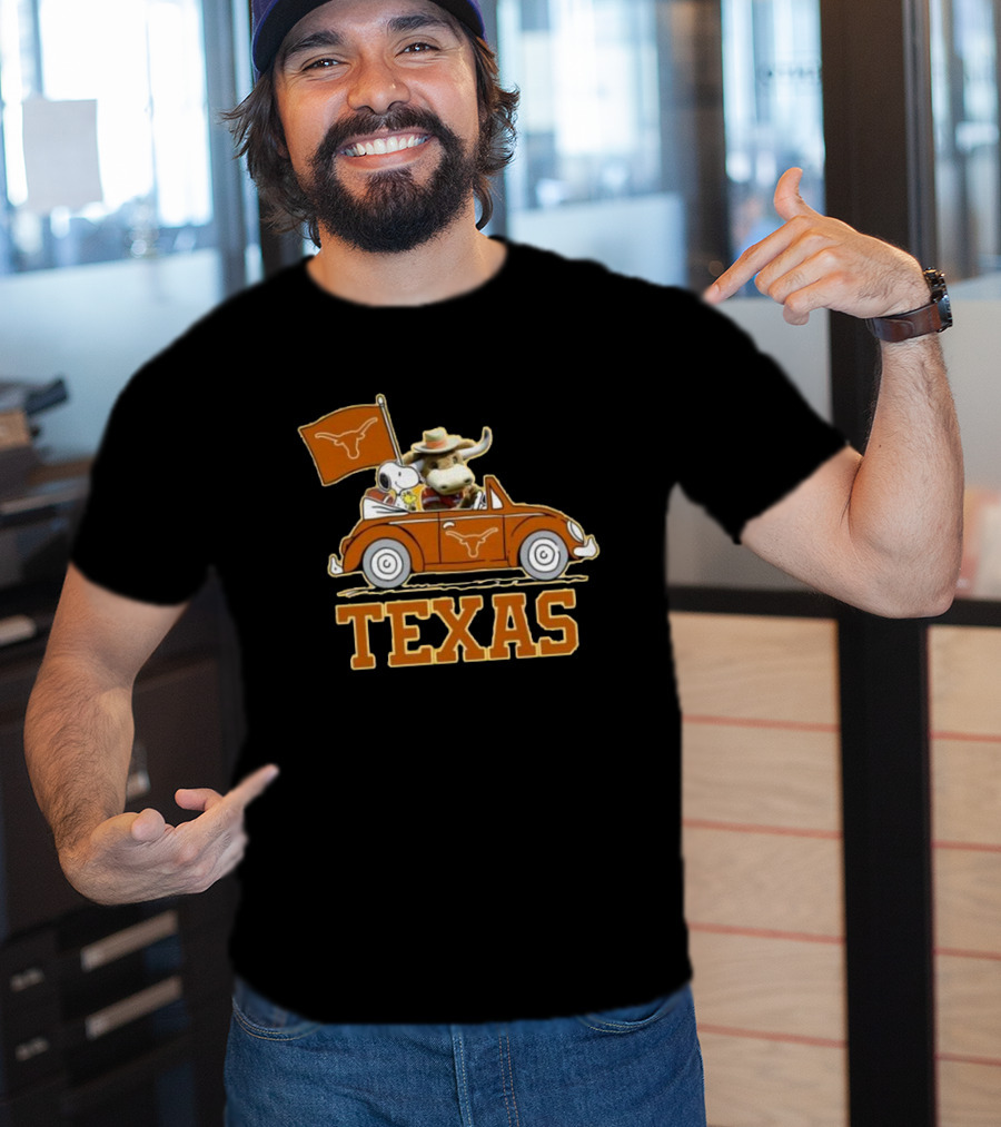 Texas Always Go For All 2D Longhorn Bevo Snoopy Car T-Shirt