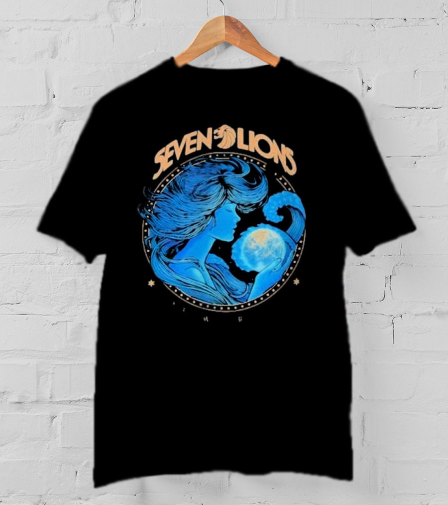 Seven Lions Worlds Apart Celestial Woman Holding Earth T-Shirt