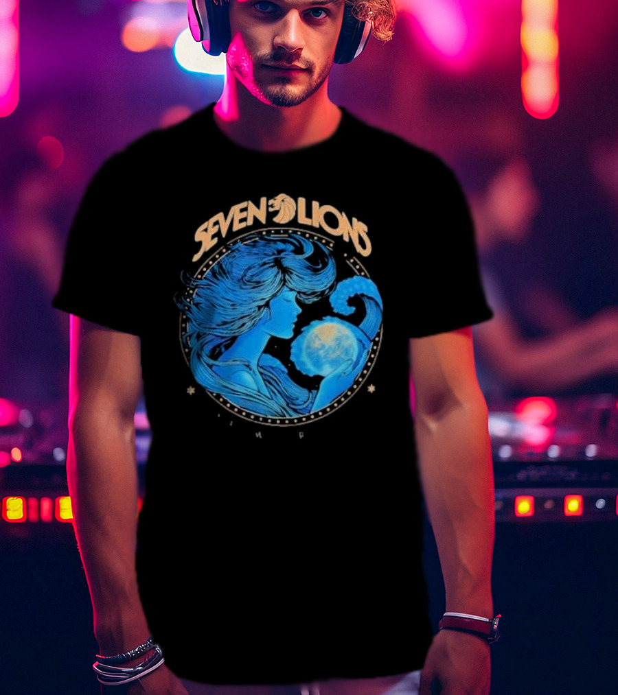 Seven Lions Worlds Apart Celestial Woman Holding Earth T-Shirt