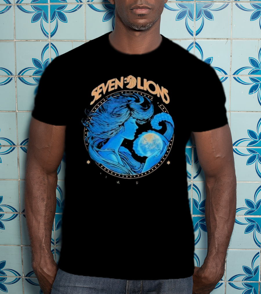 Seven Lions Worlds Apart Celestial Woman Holding Earth T-Shirt