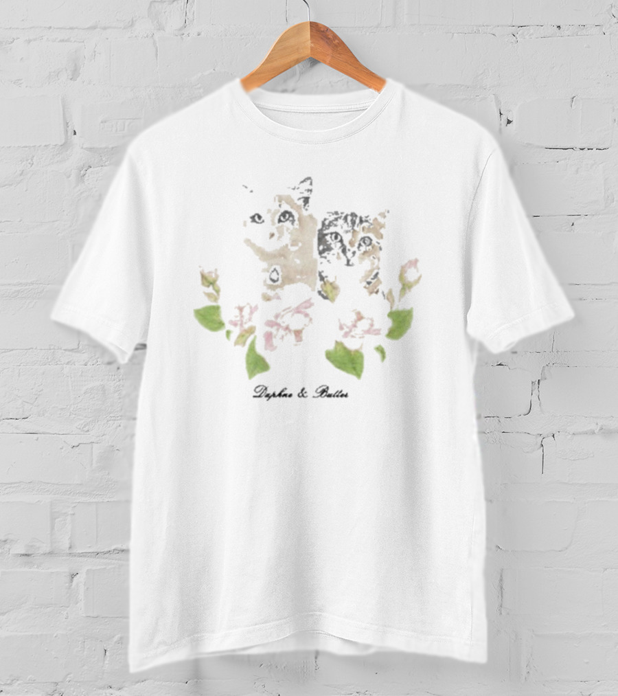 Daphne And Butter Kitty Surrounded By Delicate Flowers T-Shirt