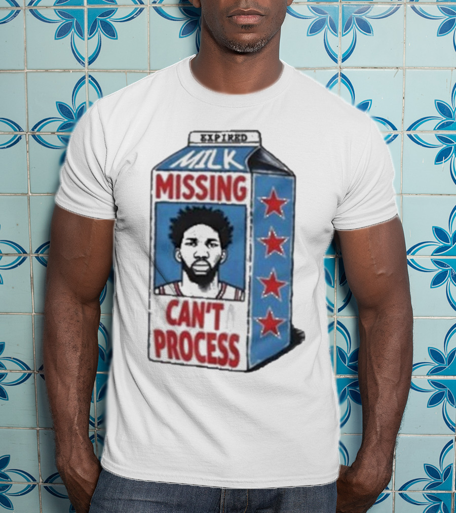 Joel Embiid Expired Milk Carton Missing Can't Process Philly Stars T-Shirt