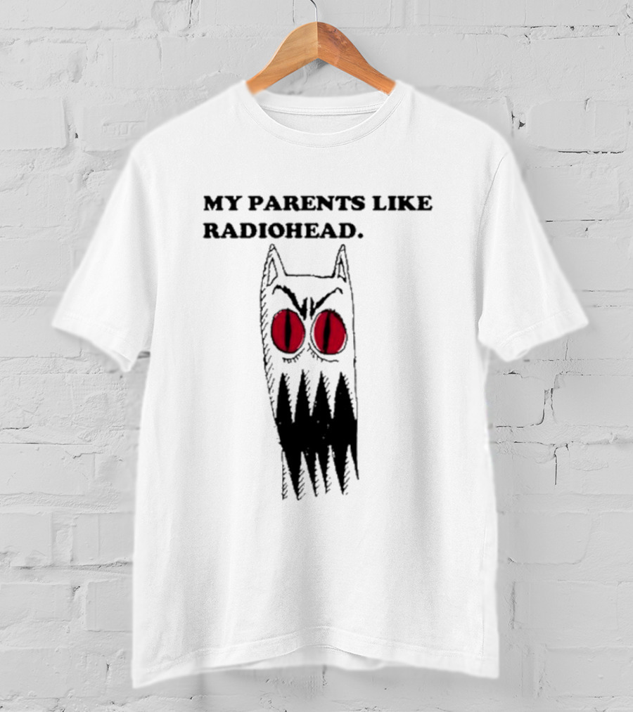 MY PARENTS LIKE RADIOHEAD Red Eyed Monster Drawing T-Shirt