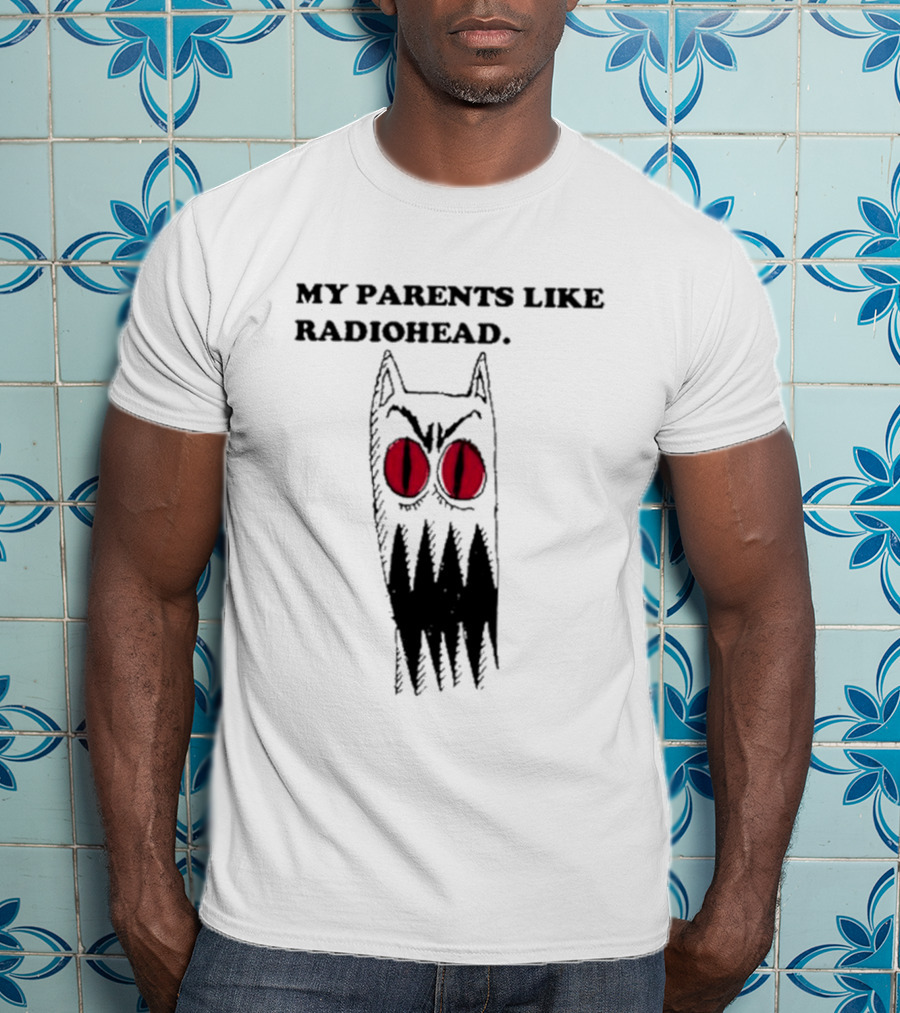 MY PARENTS LIKE RADIOHEAD Red Eyed Monster Drawing T-Shirt