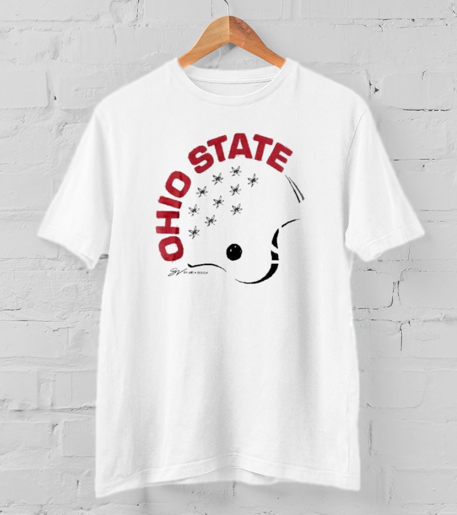 Ohio State Football Helmet Bold Buckeye Leaf T-Shirt
