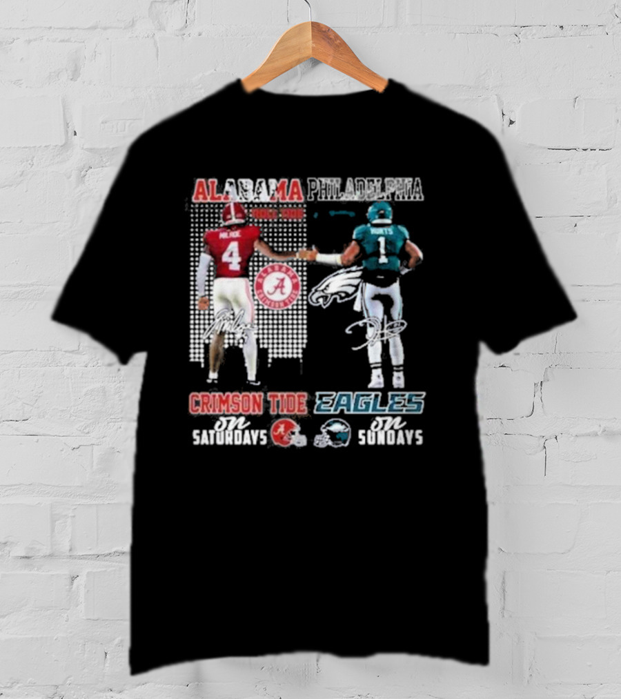 Alabama Crimson Tide Saturdays Philadelphia Eagles Sundays Signature T-Shirt