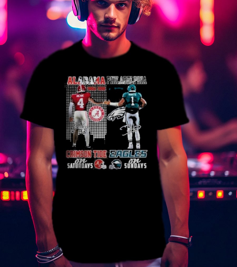 Alabama Crimson Tide Saturdays Philadelphia Eagles Sundays Signature T-Shirt
