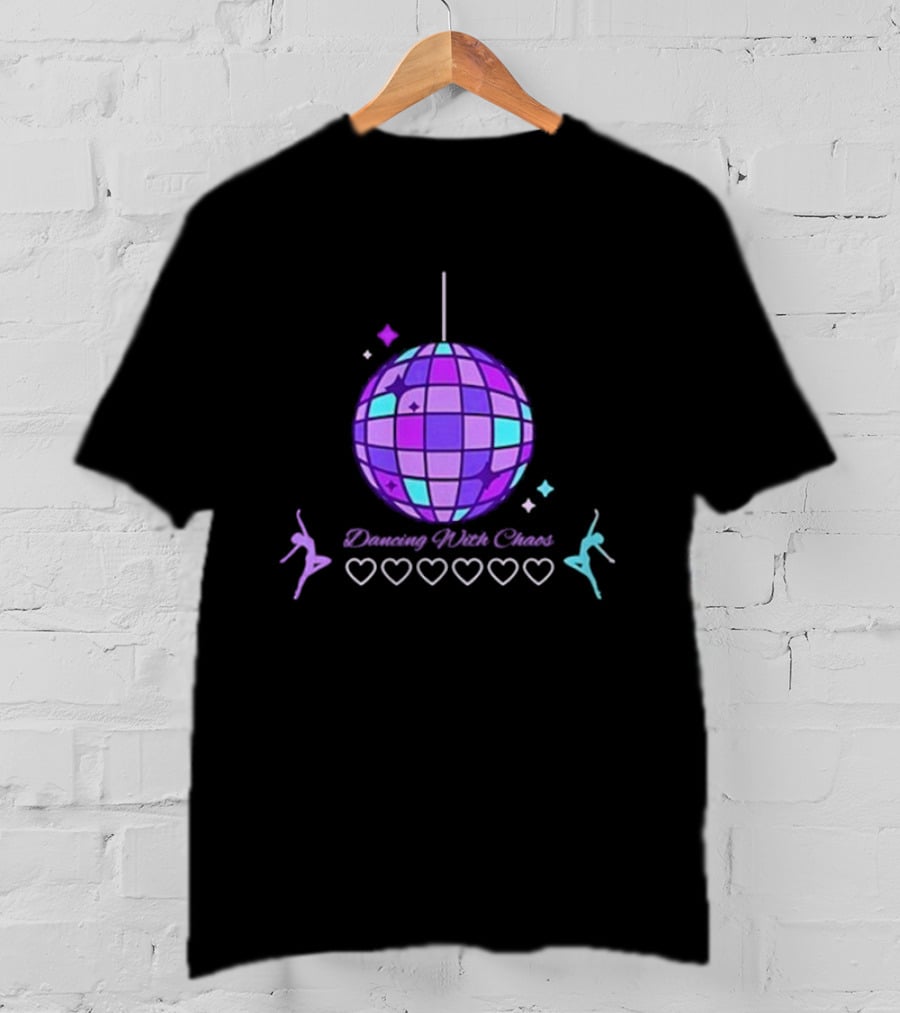Dancing With Chaos Purple Disco Ball Icons And Dancers T-Shirt