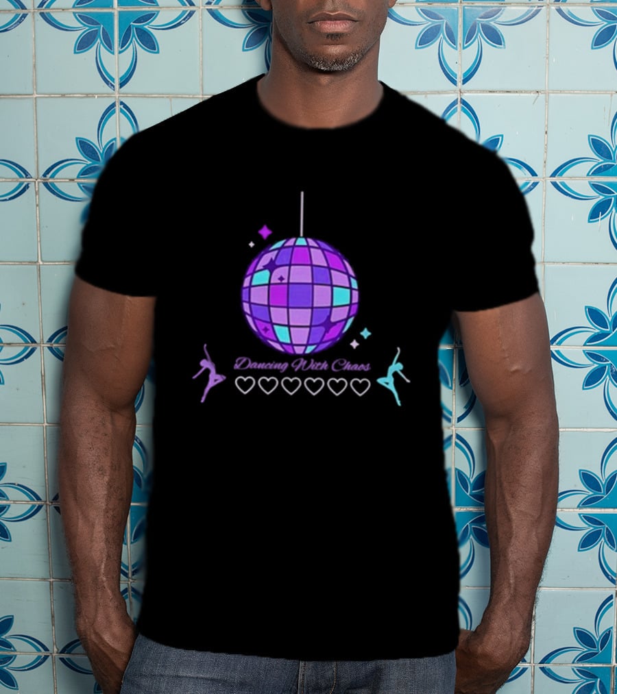 Dancing With Chaos Purple Disco Ball Icons And Dancers T-Shirt