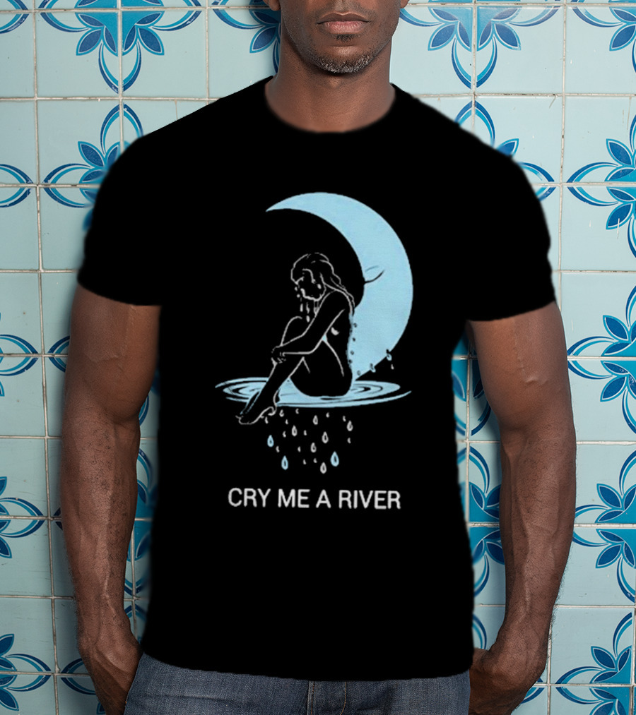 Sean Robinson Cry Me A River Sitting Figure Moon And Water Droplets T-Shirt