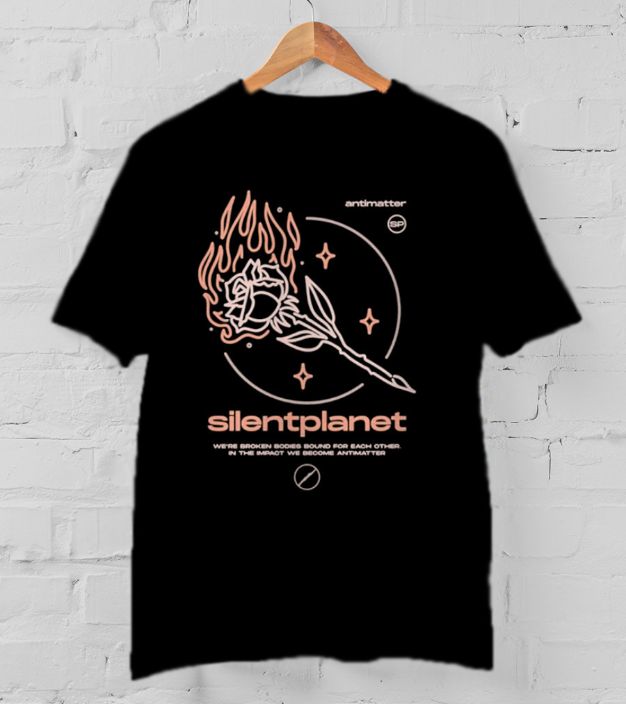 Silent Planet Antimatter Flaming Rose And Stars T-Shirt