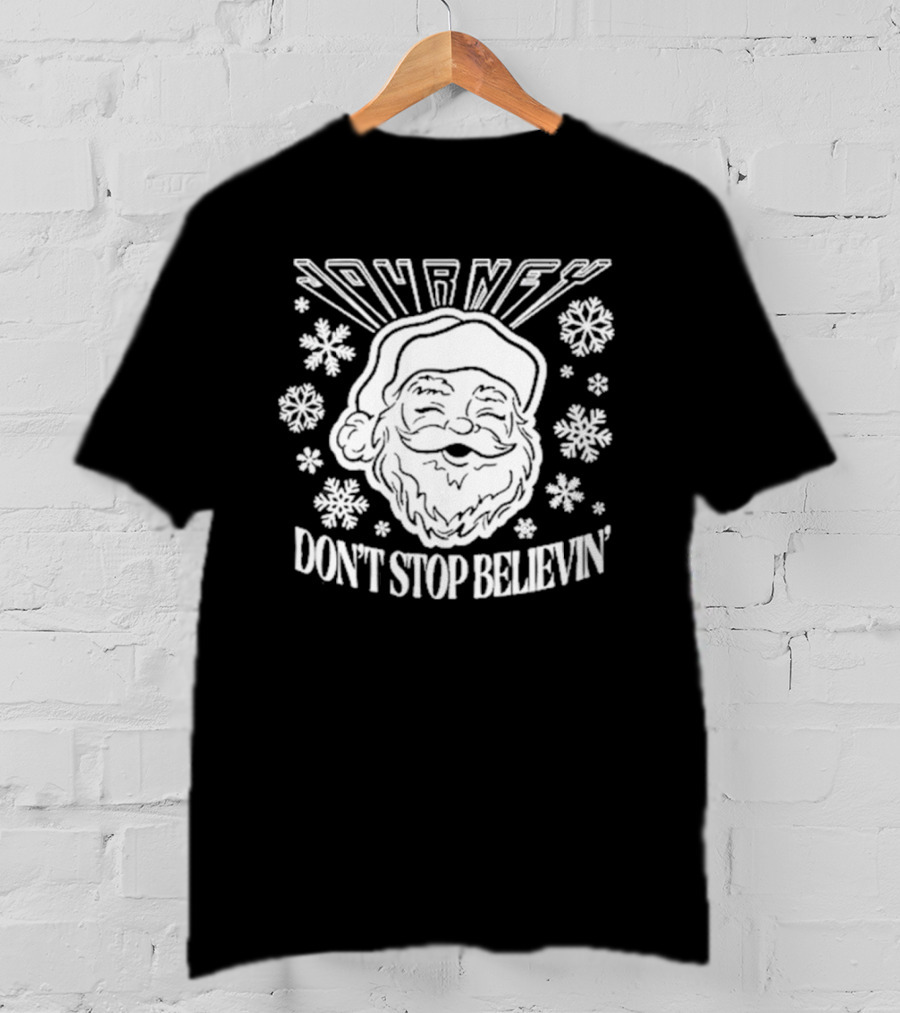 Journey Santa Don't Stop Believin' Snowflakes Holiday Tour T-Shirt